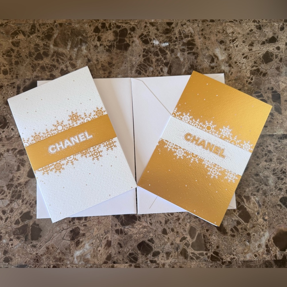 CHANEL Gold and White Blank Greeting Cards -Set of Two with Envelopes - Picture 3 of 3